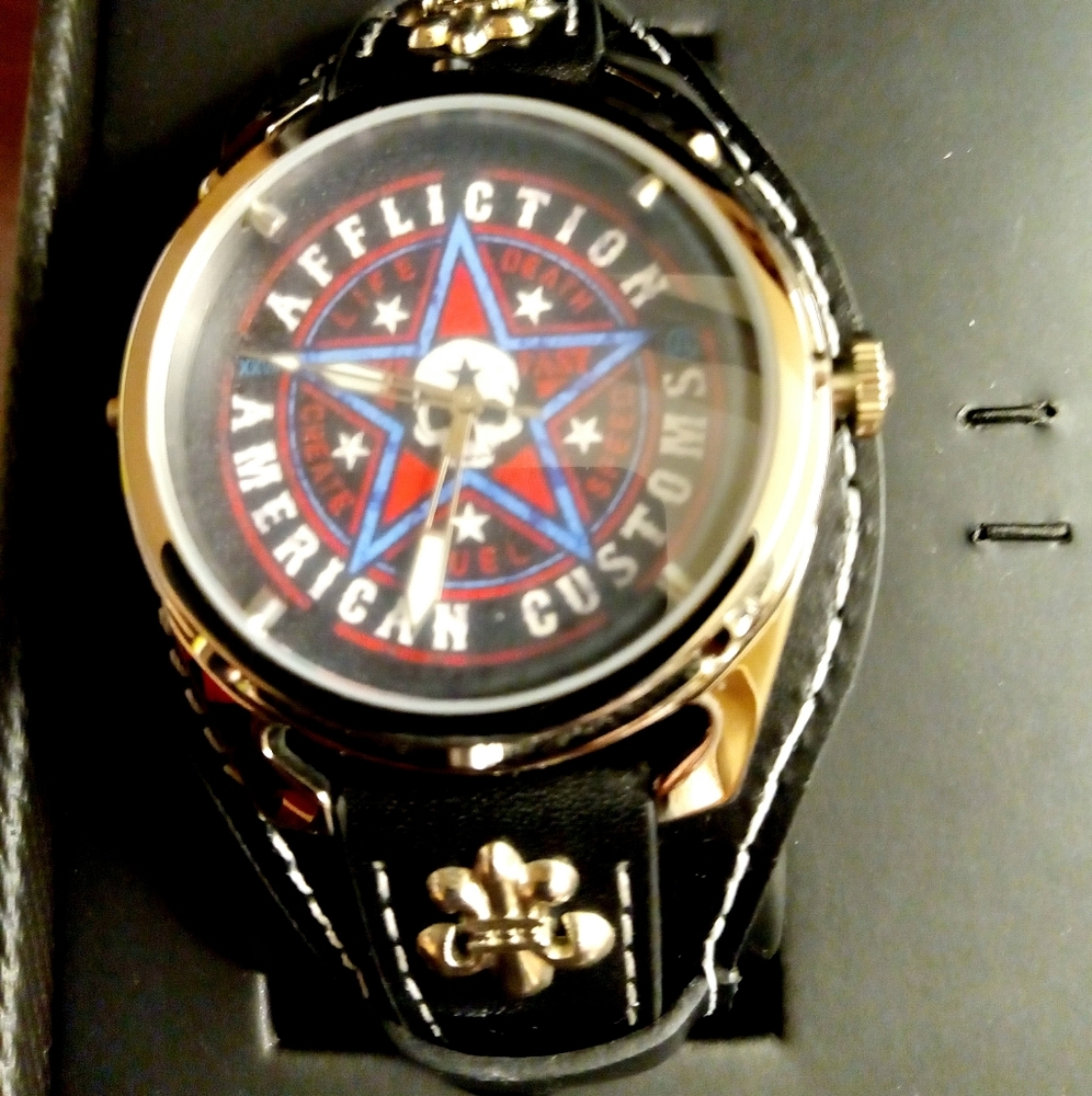 Mens Affliction Skull Watch